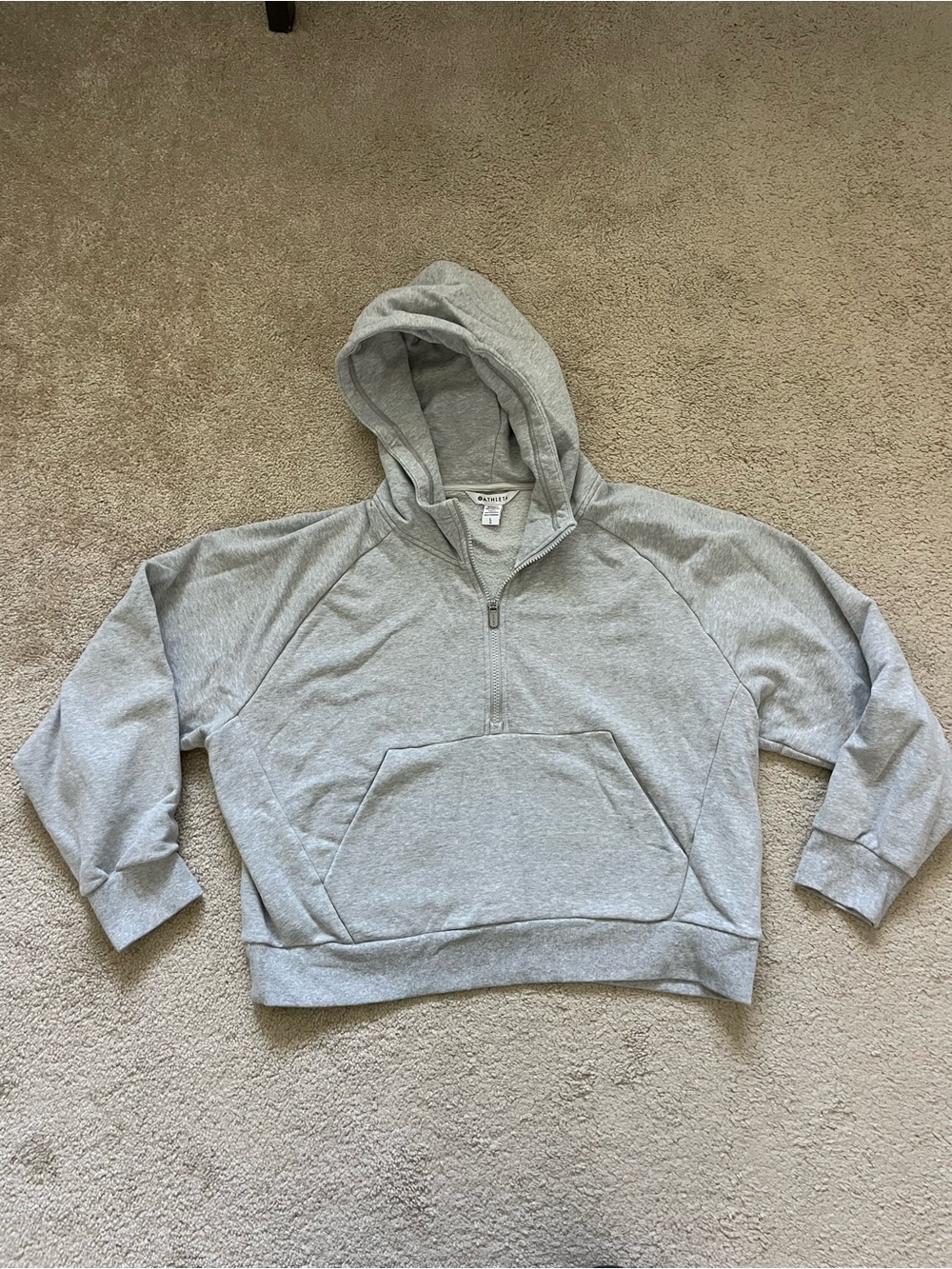 Athleta - Gray Cropped 3/4 Zip Hoodie